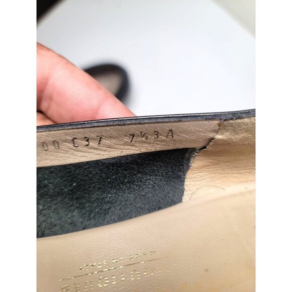 Vintage Salvatore Ferragamo Black Leather Heels With Bow & Textured Toe Women's - Picture 10 of 10